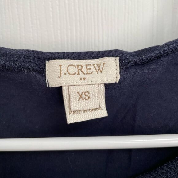 J. Crew Navy Blue Daisy Lace 3/4 Sleeve Top Women’s Size XS - Picture 3 of 4